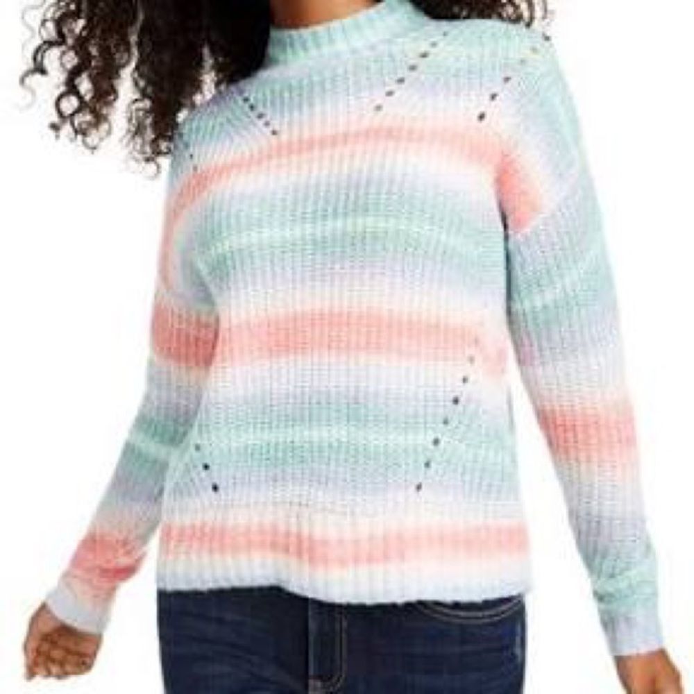 Hooked Up Women’s Multi Color Striped Mock Neck Sweater Size Small